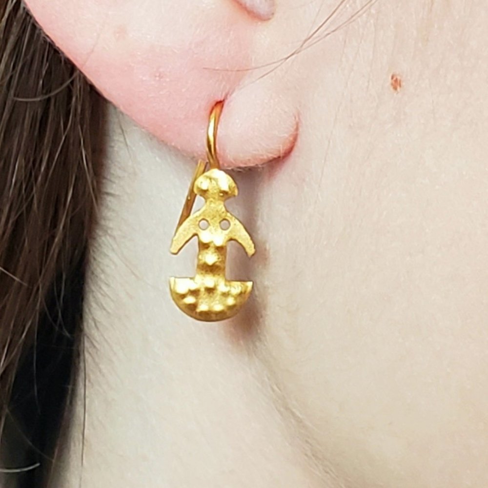 24k Solid Yellow Gold Earrings - image 5